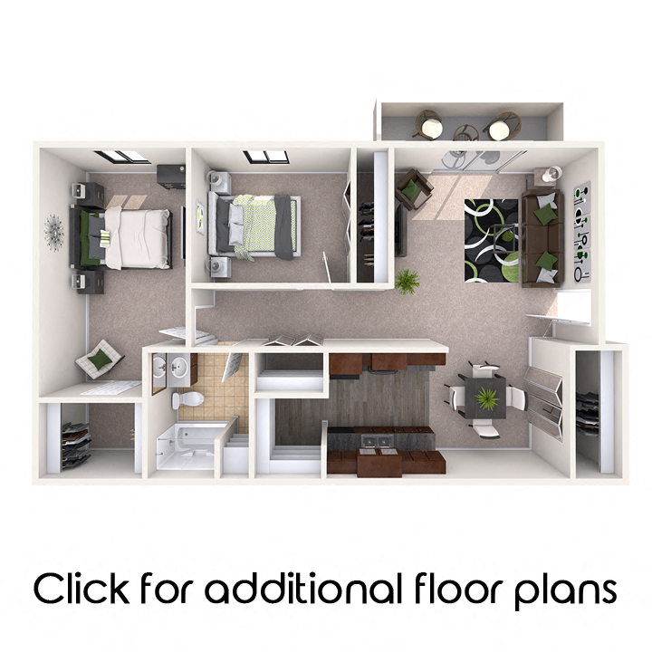 Floor plan for 2 beds, 1 bath, 850 sqft